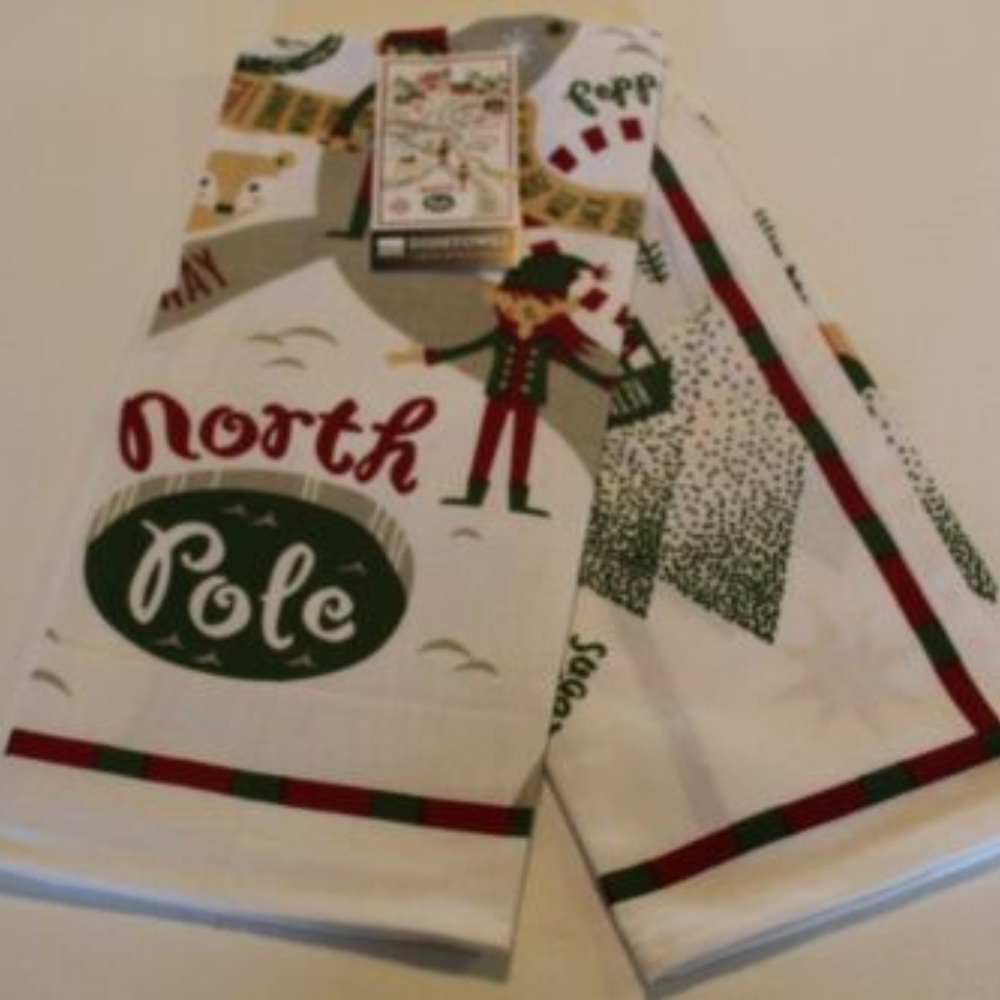 NOW DESIGNS Tea Towel NORTH POLE ELVES NWT - Picture 2 of 4